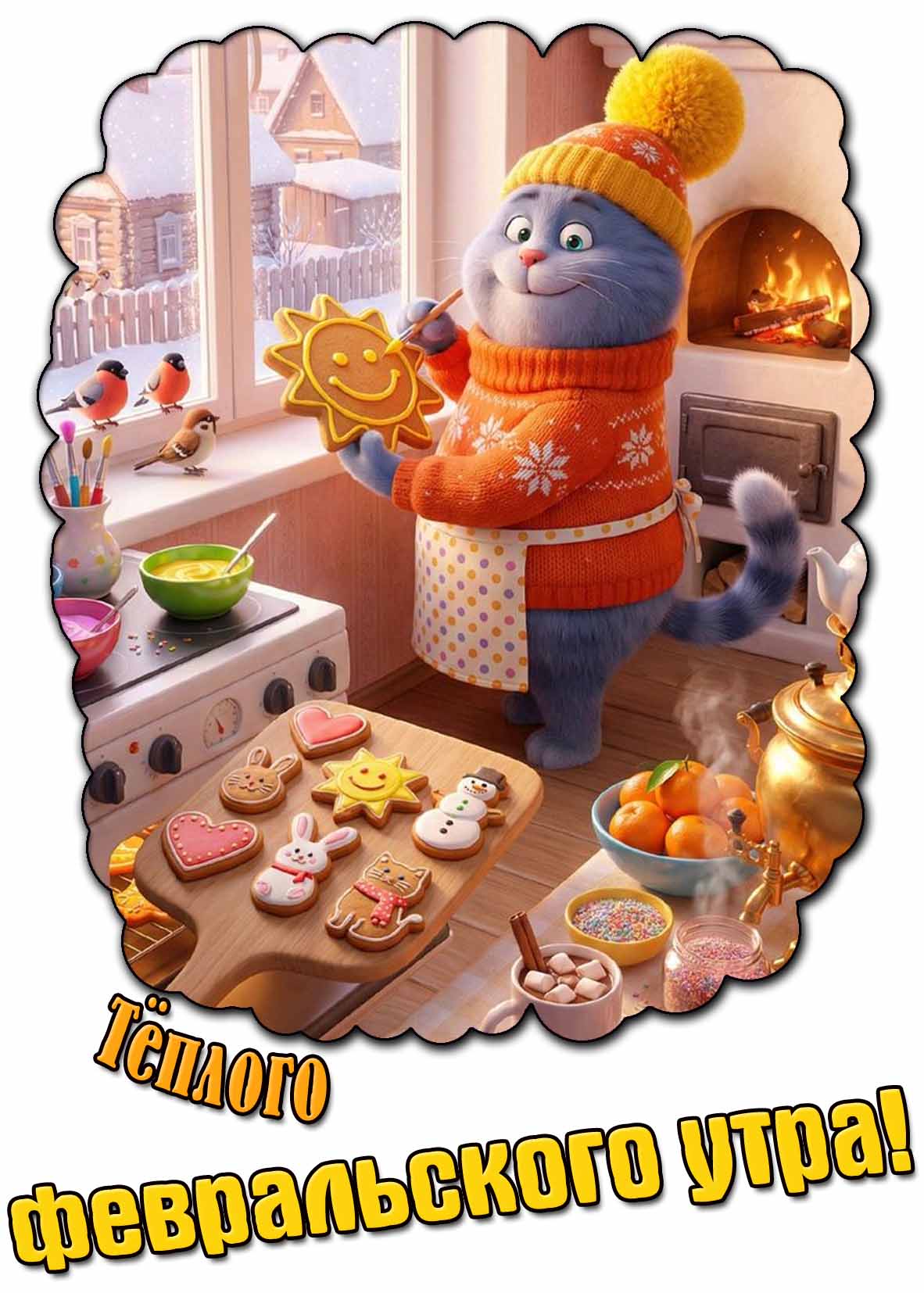 Открытка тёплого февральского утра