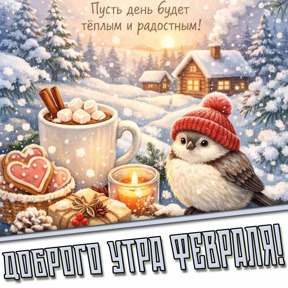 Картинка "Доброго утра февраля! Пусть день будет тёплым и радостным!"