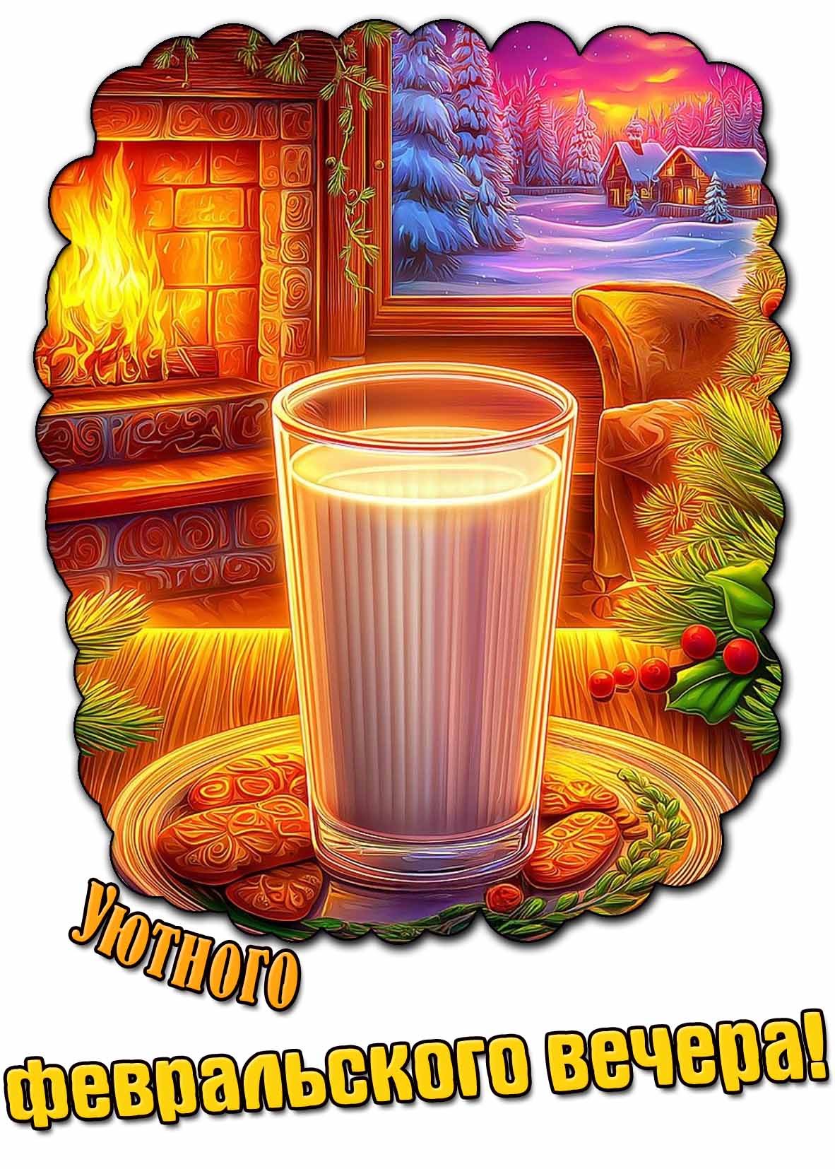 Картинка уютного февральского вечера