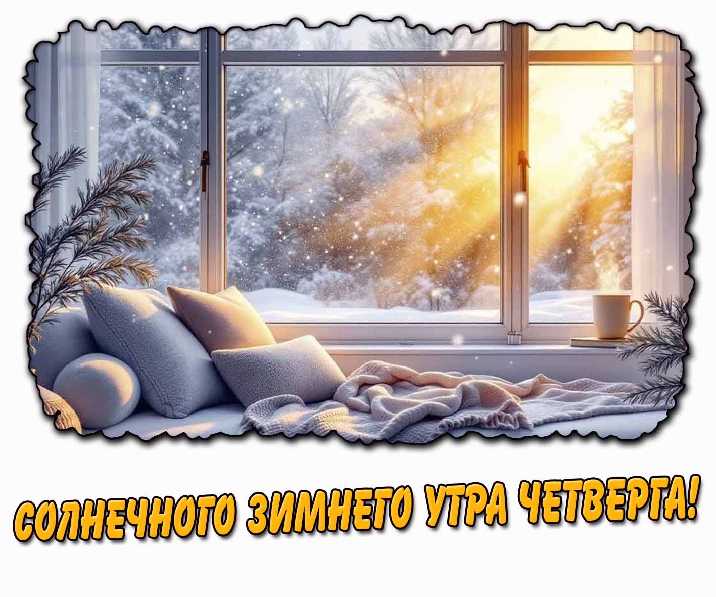 Солнечного зимнего утра четверга! - горизонтальная открытка