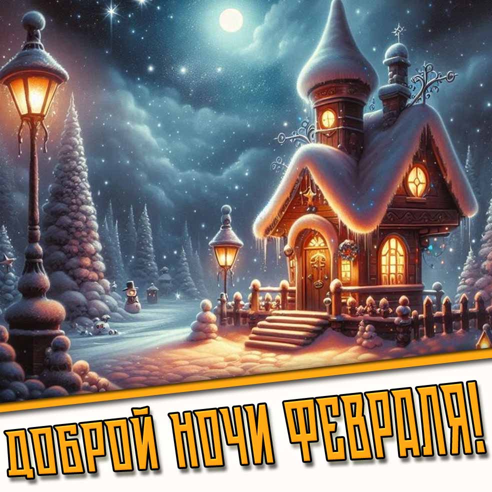 Доброй ночи февраля! - снежная картинка