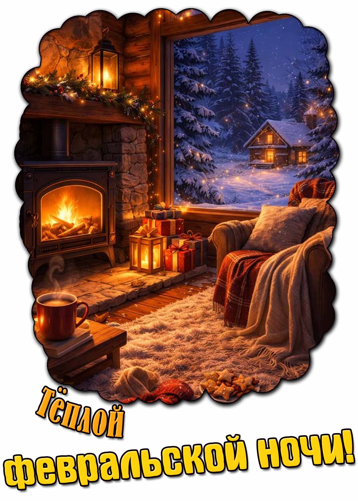 Открытка тёплой февральской ночи