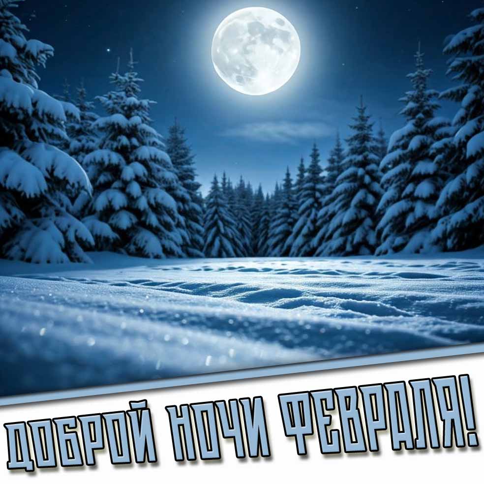 Снежная открытка доброй ночи февраля