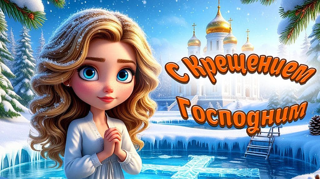 Музыкальная видео открытка с Крещением Господним