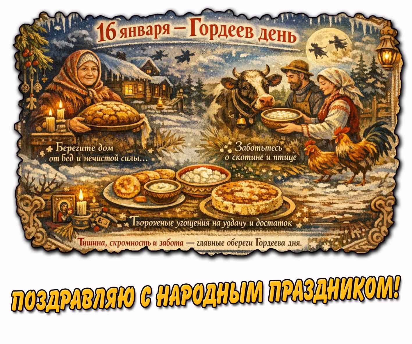 Картинка "Поздравляю с народным праздником! 16 января - Гордеев день!"