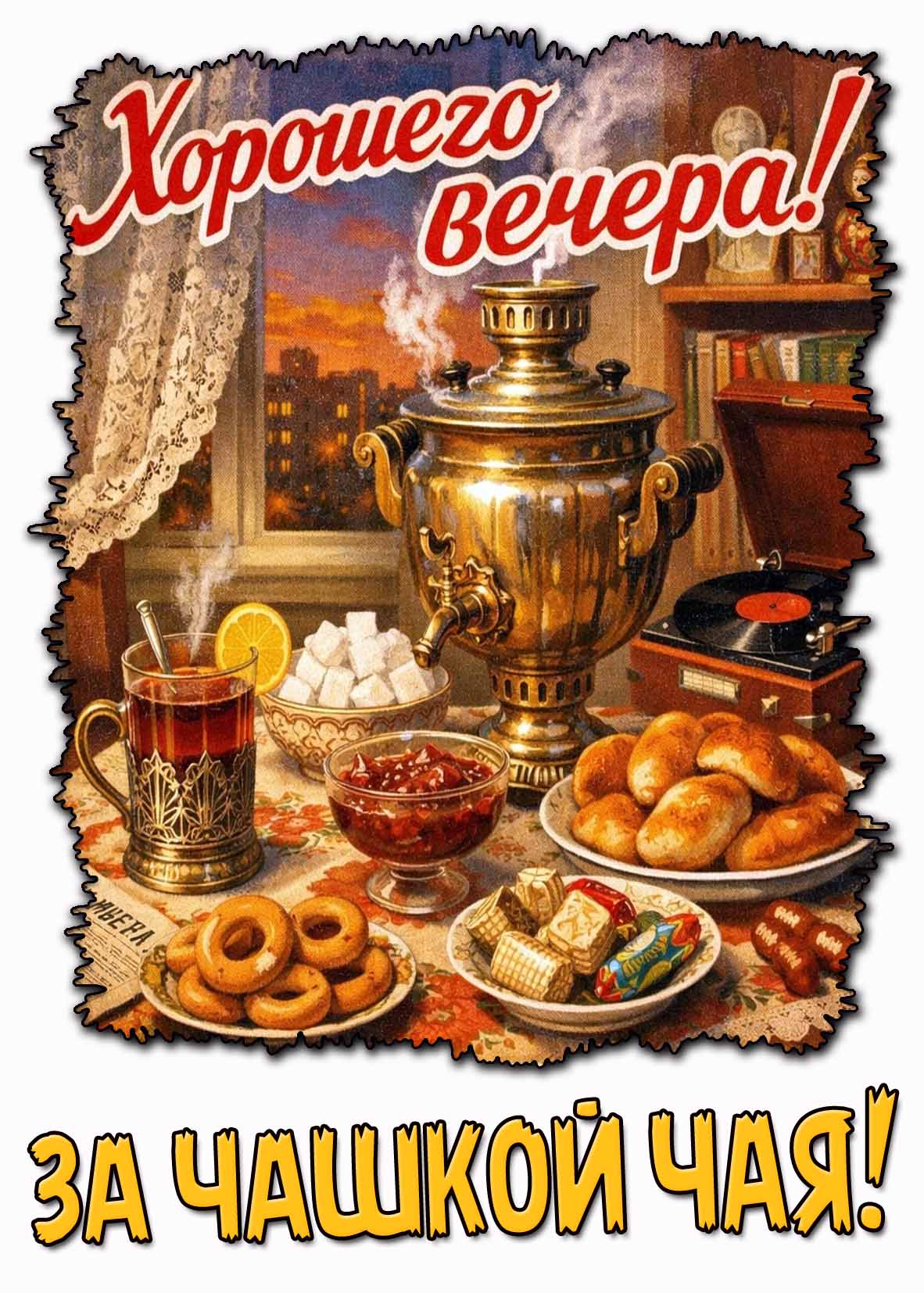 Картинка "Хорошего вечера! За чашкой чая!"