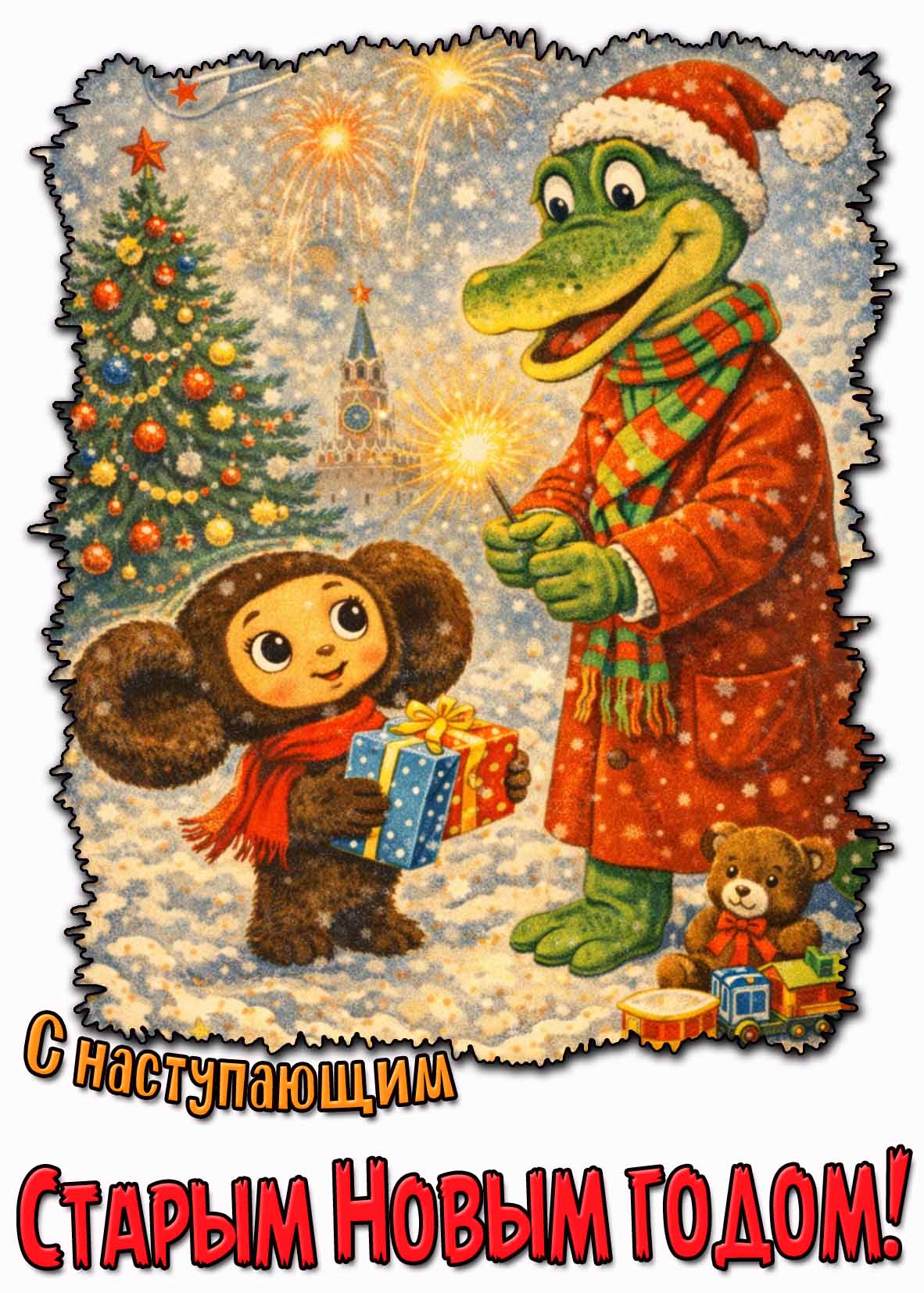 Мультяшная картинка с наступающим Старым Новым годом