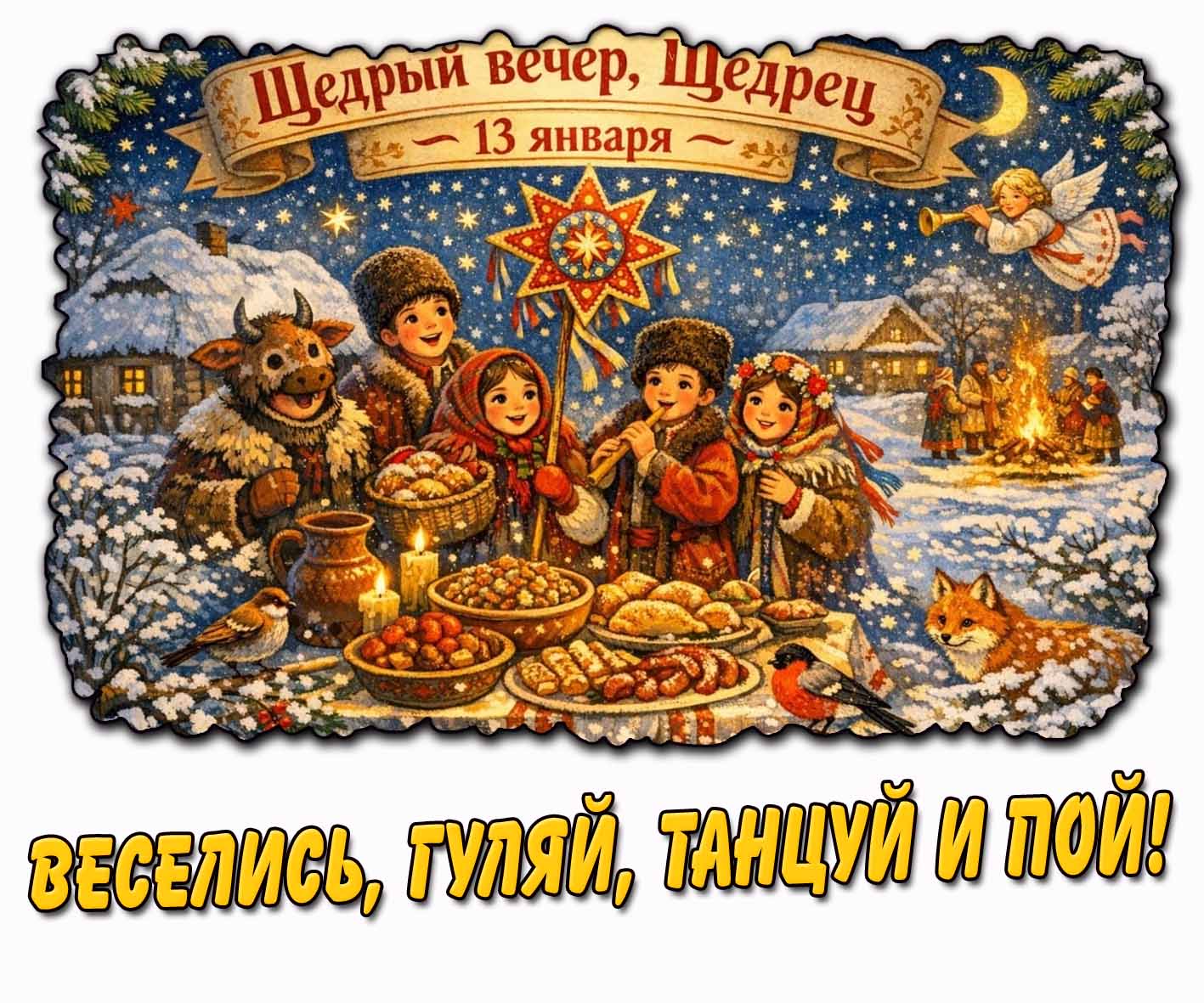 Картинка "Щедрый вечер 13 января! Веселись, гуляй, танцуй и пой!"