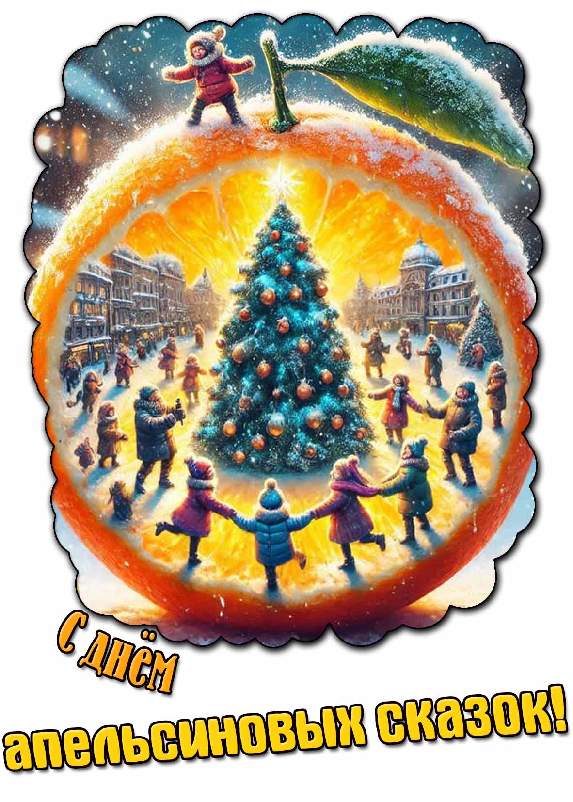 С днём апельсиновых сказок! - детская открытка