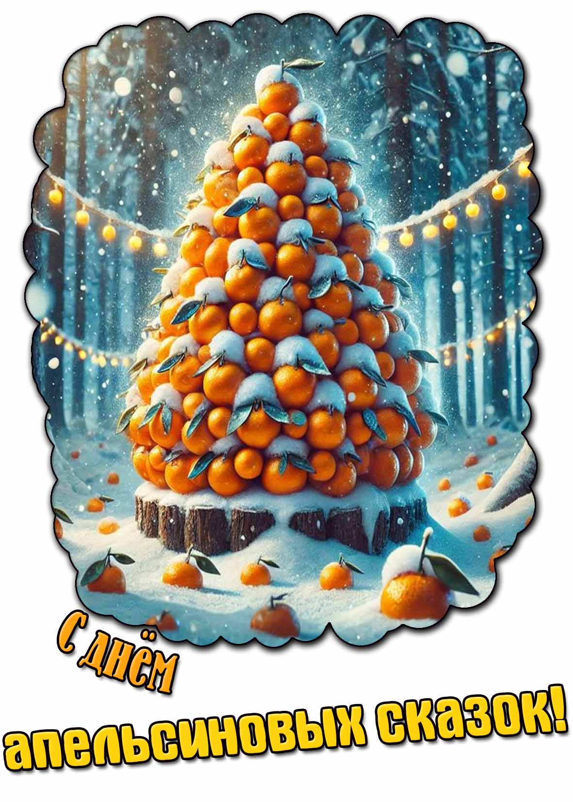 Необычная открытка с днём апельсиновых сказок