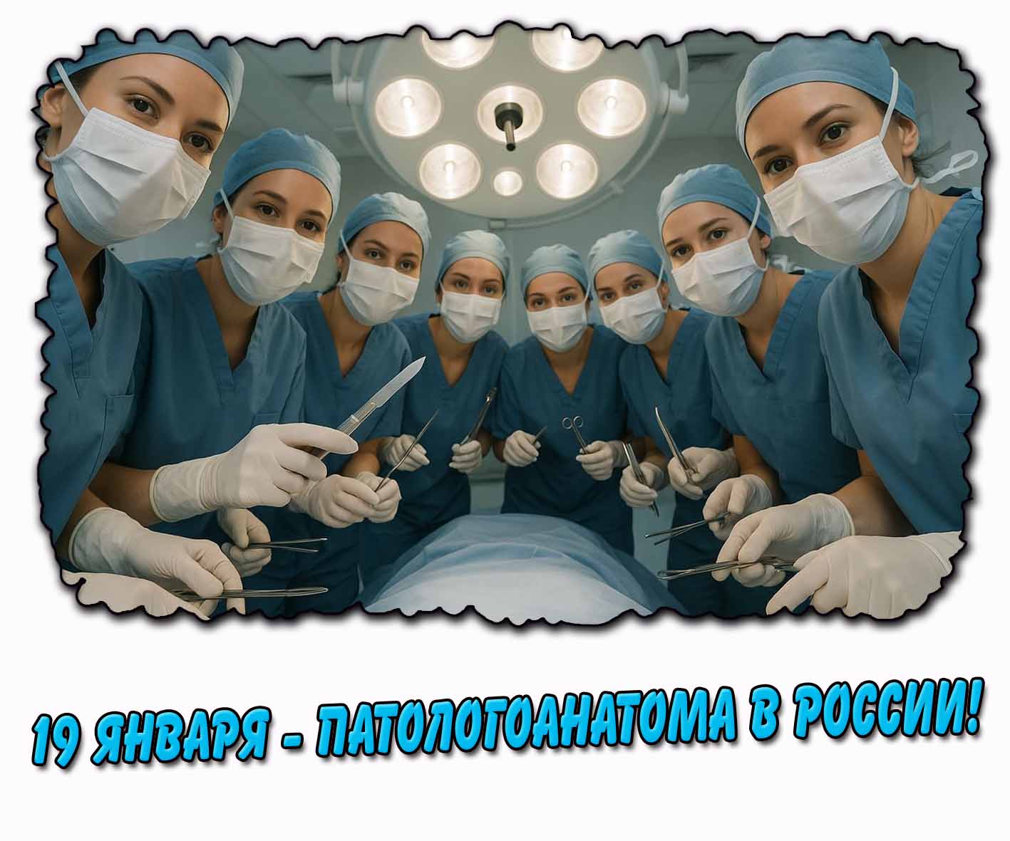 Креативная открытка 19 января - день патологоанатома в России!