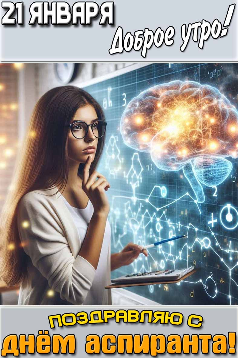 Картинка "21 января доброе утро! Поздравляю с днём аспиранта!"