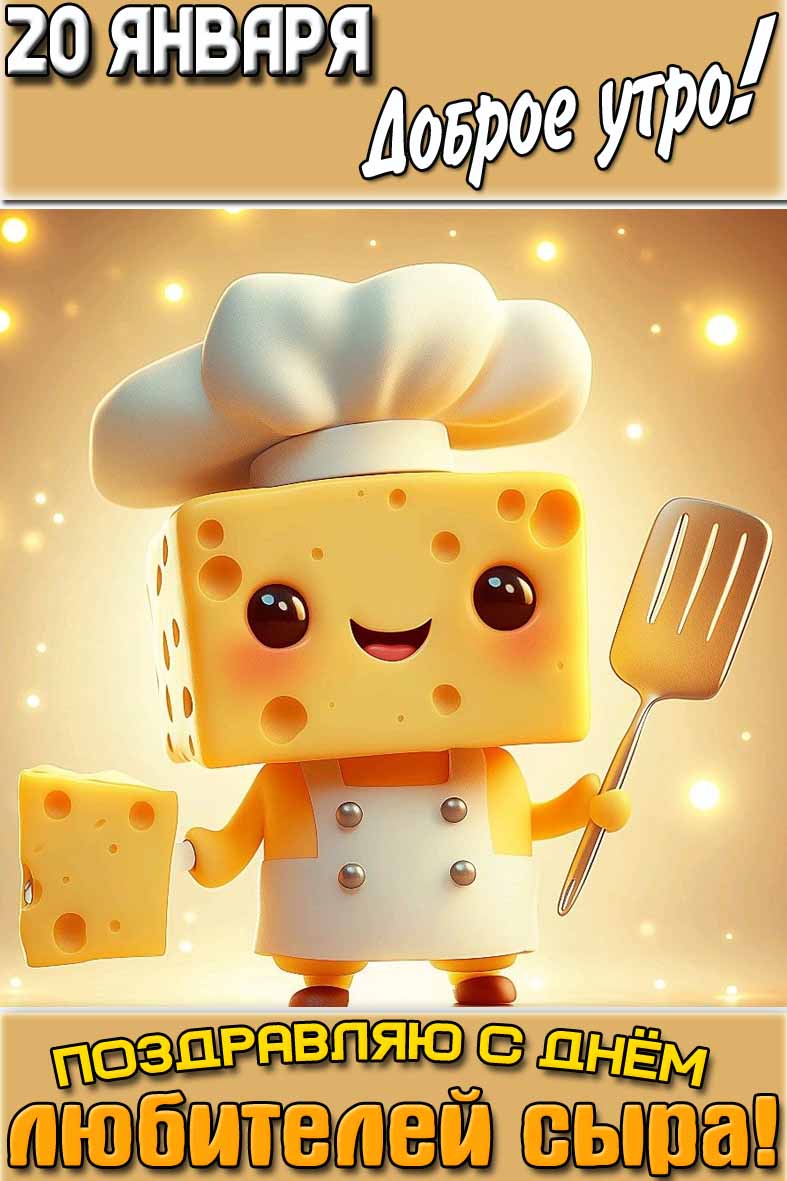 Картинка "20 января доброе утро! Поздравляю с днём любителей сыра!"