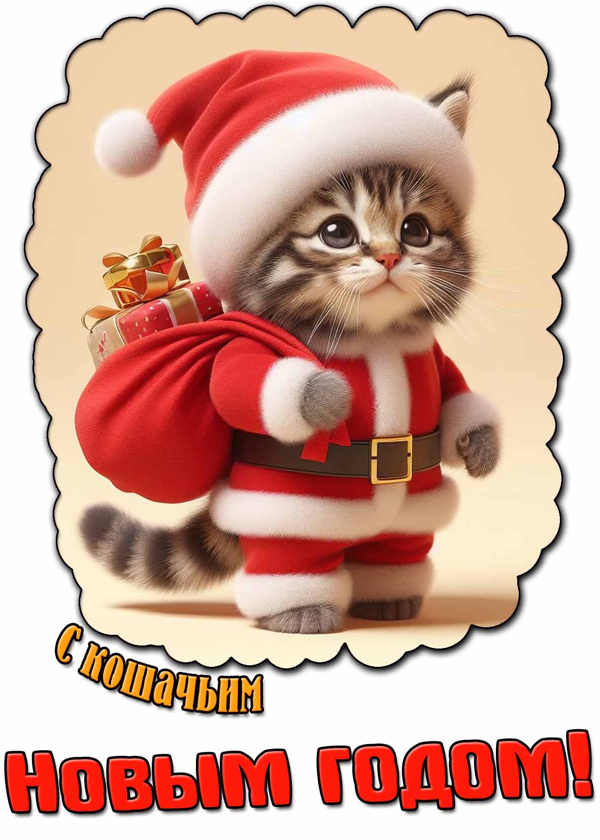 Картинка с кошачьим Новым годом