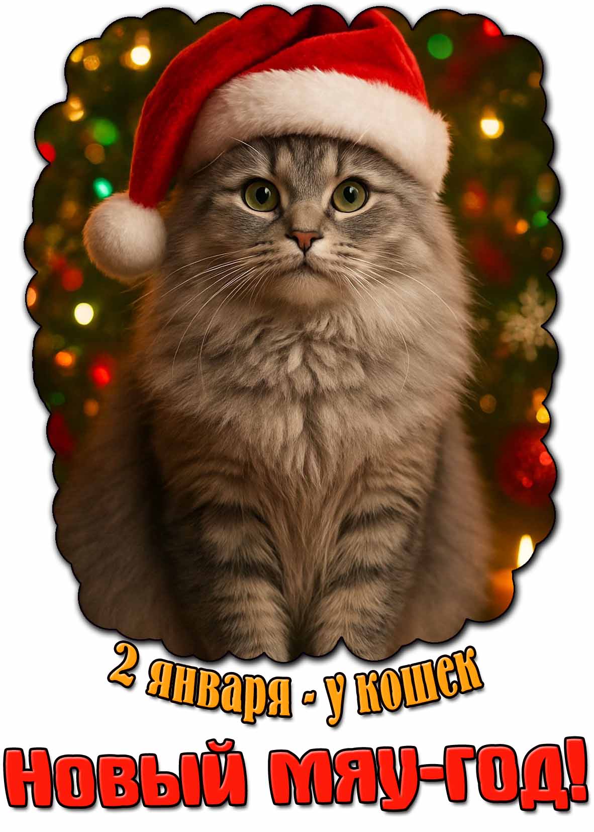Новый мяу-год у кошек! - открытка на 2 января
