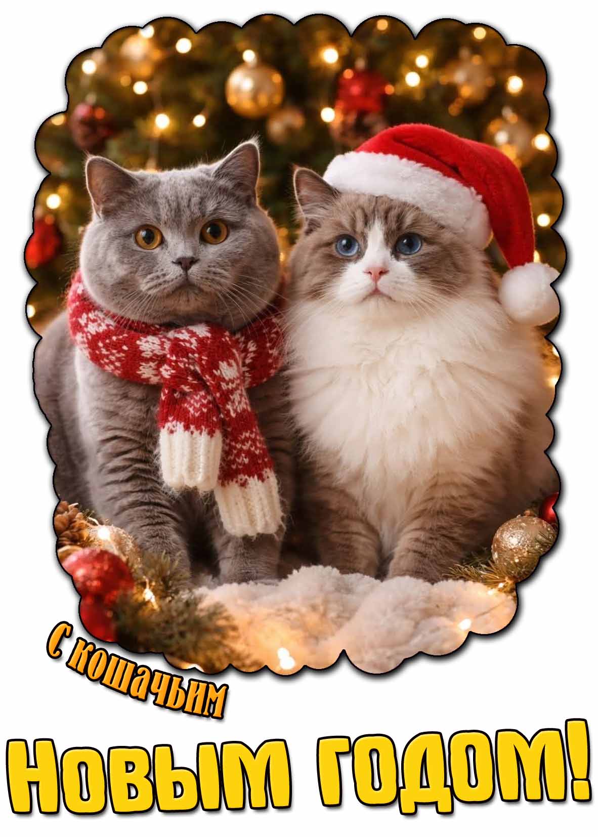 Открытка с кошачьим новым годом