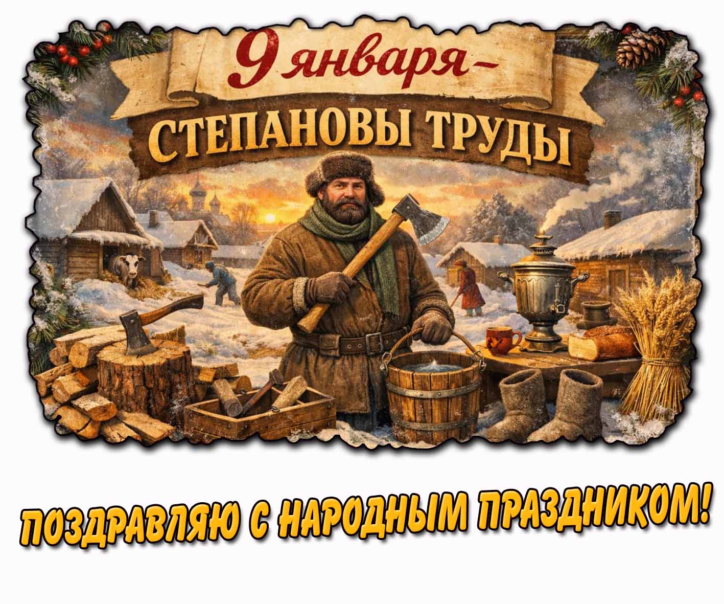 Картинка поздравляю с народным праздником "Степановы труды" - 9 января