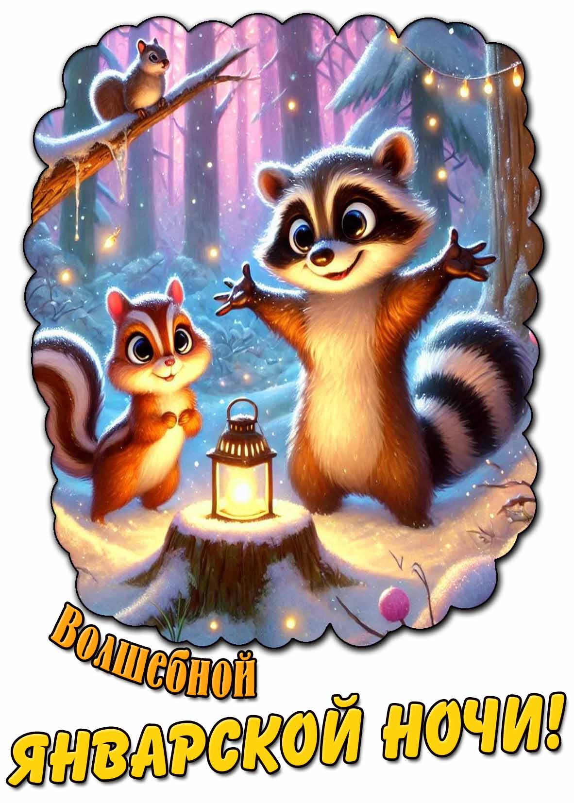 Мультяшная картинка "Волшебной январской ночи!"