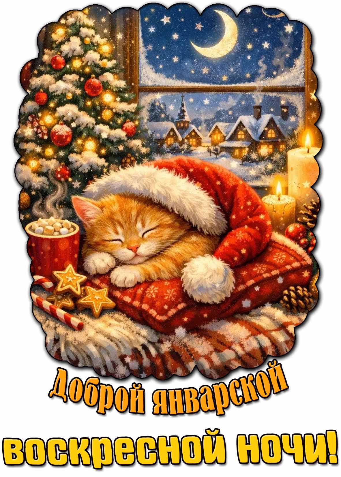 Красивая картинка доброй январской воскресной ночи