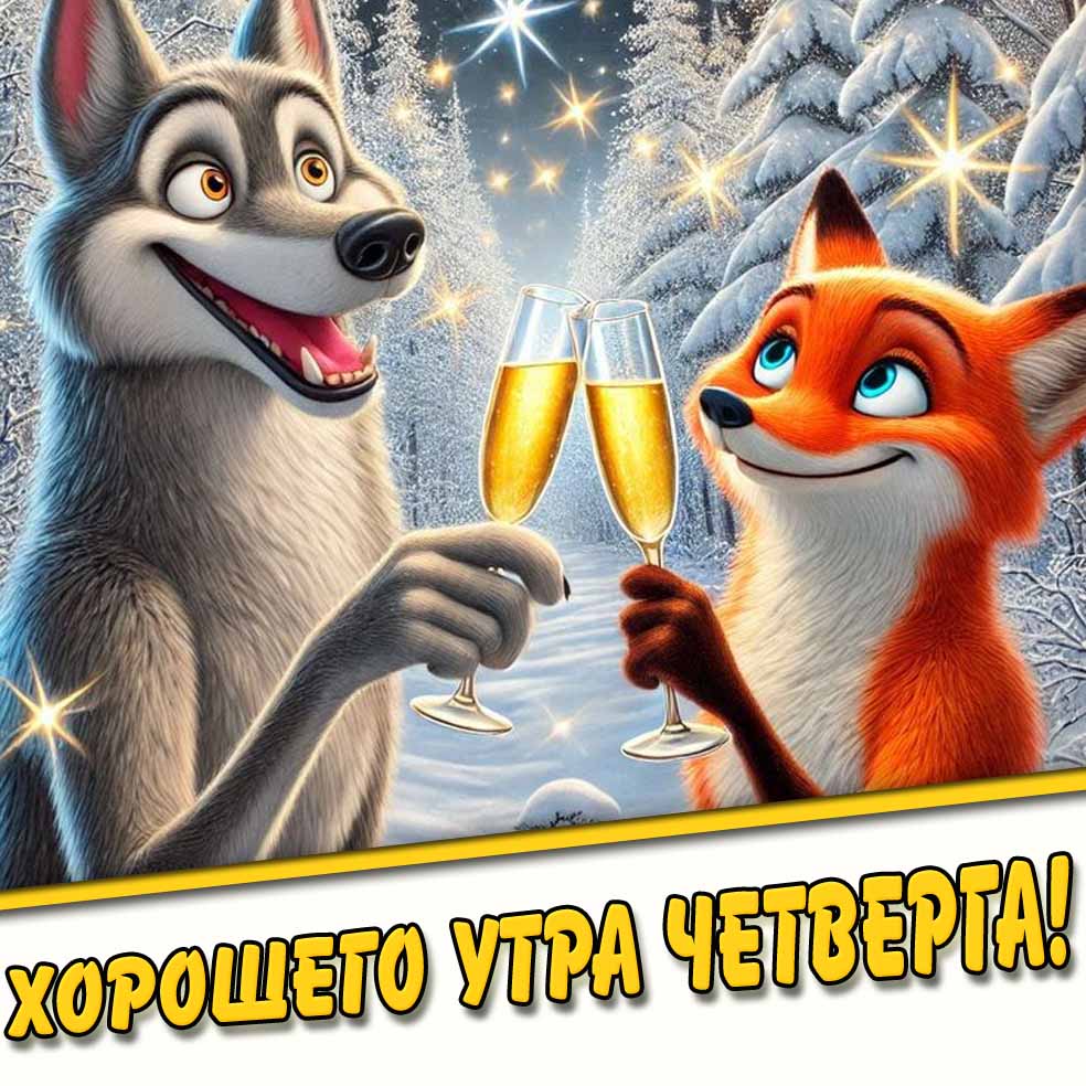 Хорошего утра четверга! - картинка с шампанским