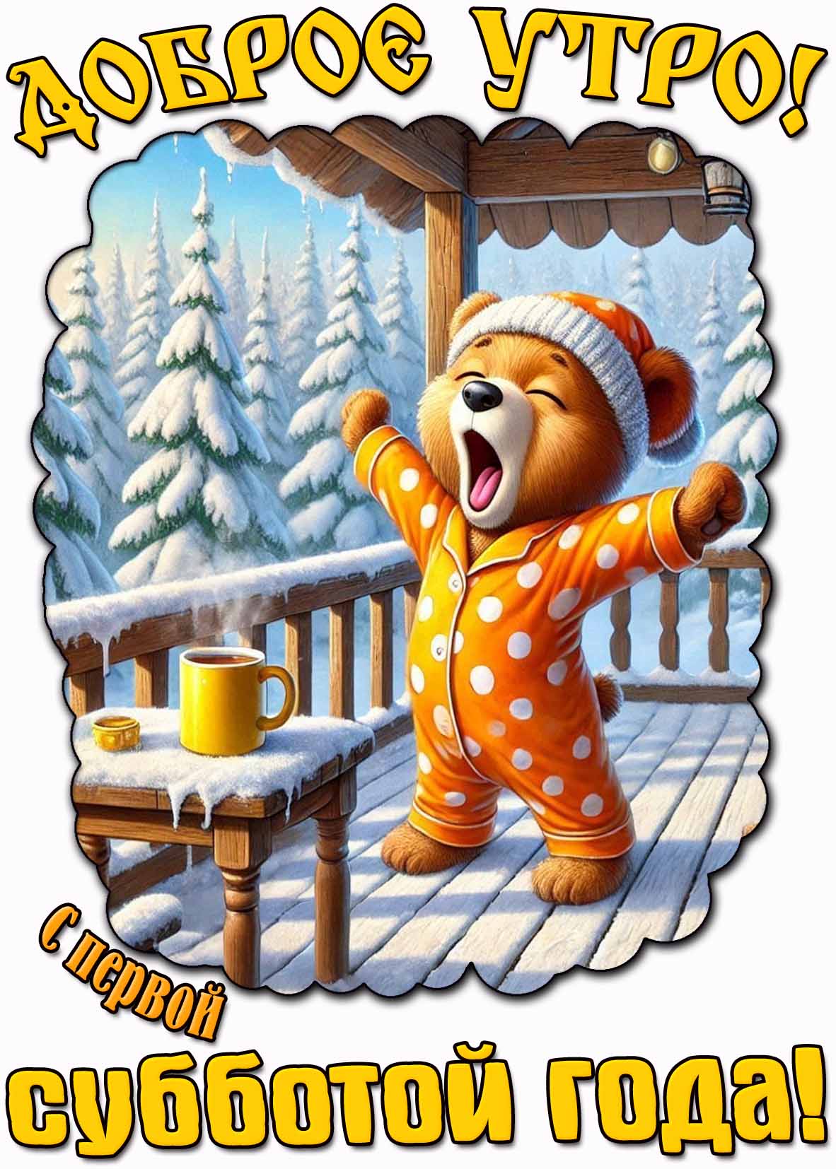 Открытка "Доброе утро! С первой субботой года!"
