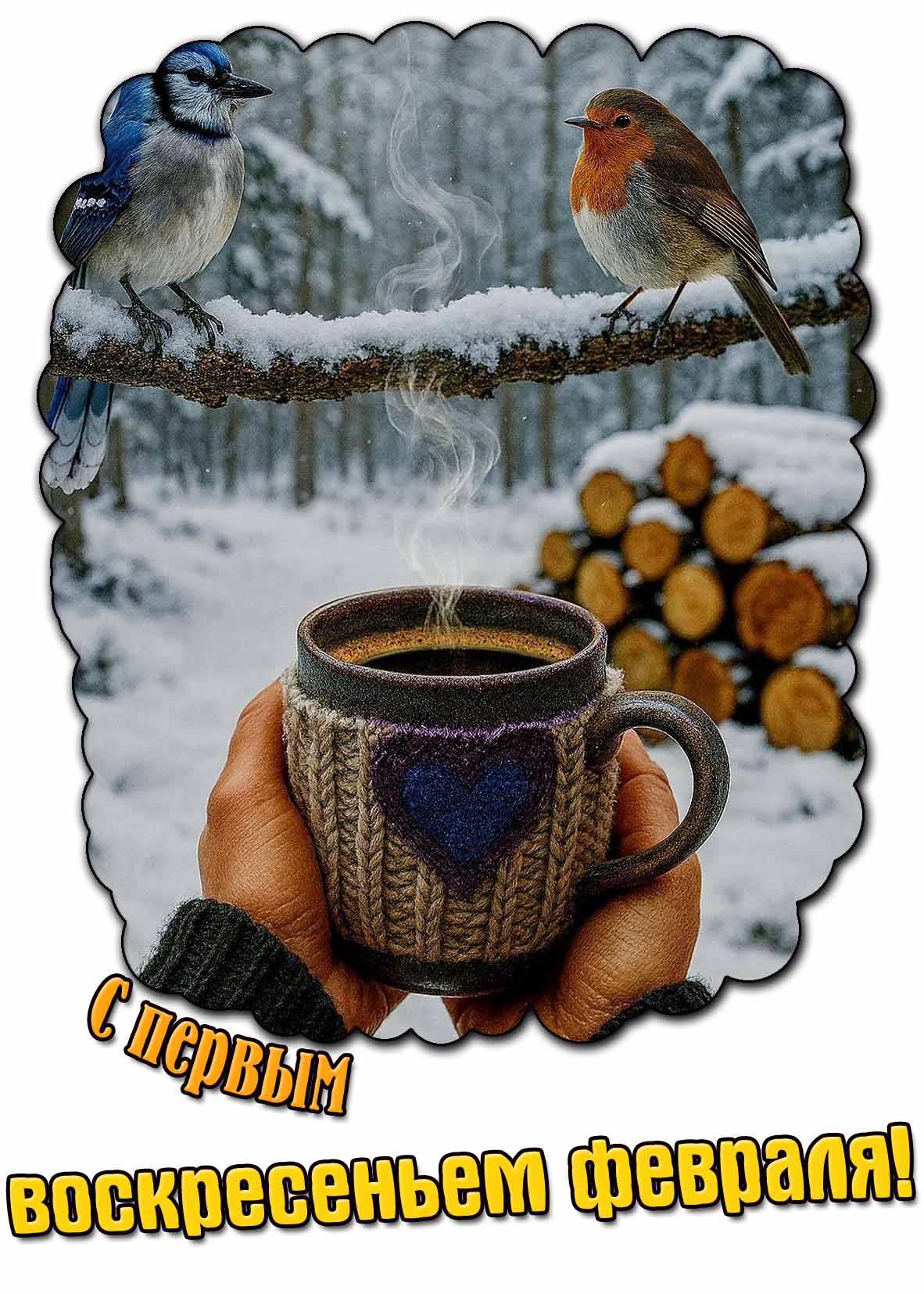 С первым воскресеньем февраля! - картинка с кофе