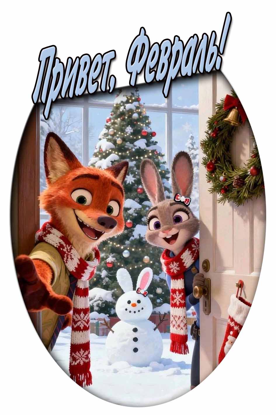 Прикольная мультяшная картинка "Привет, Февраль!"