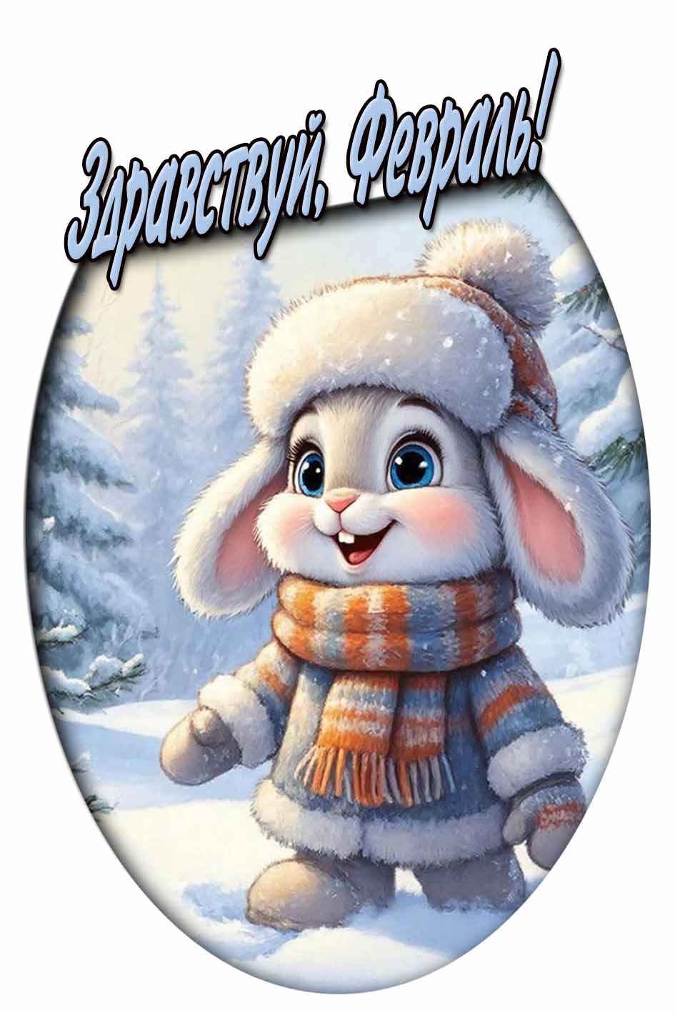 Прикольная открытка "Здравствуй, февраль!"