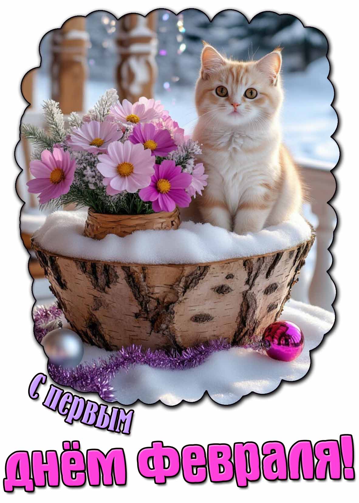 Открытка с первым днём февраля