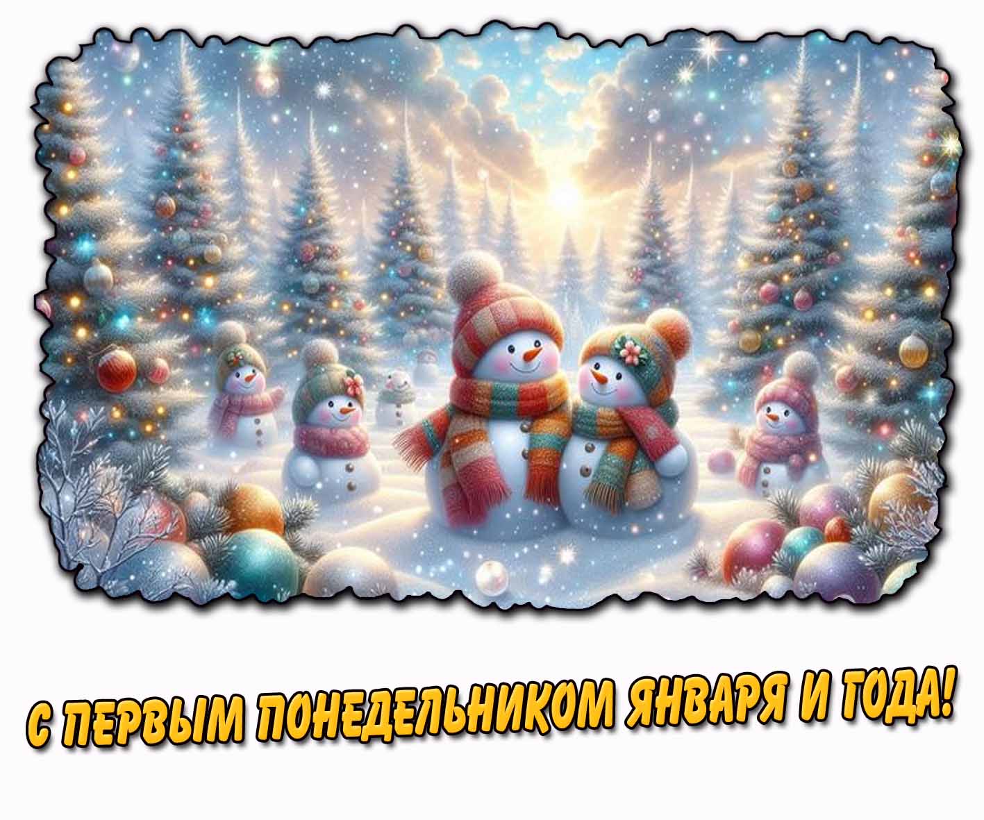 Картинка с первым понедельником января и года