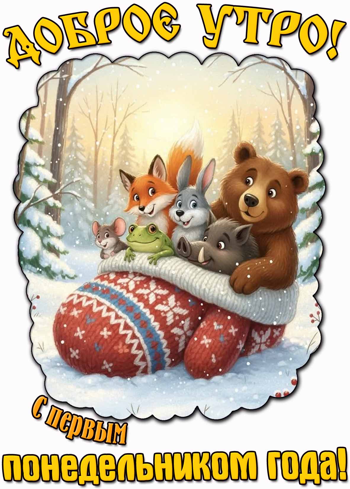 Открытка "Доброе утро! С первым понедельником года!"
