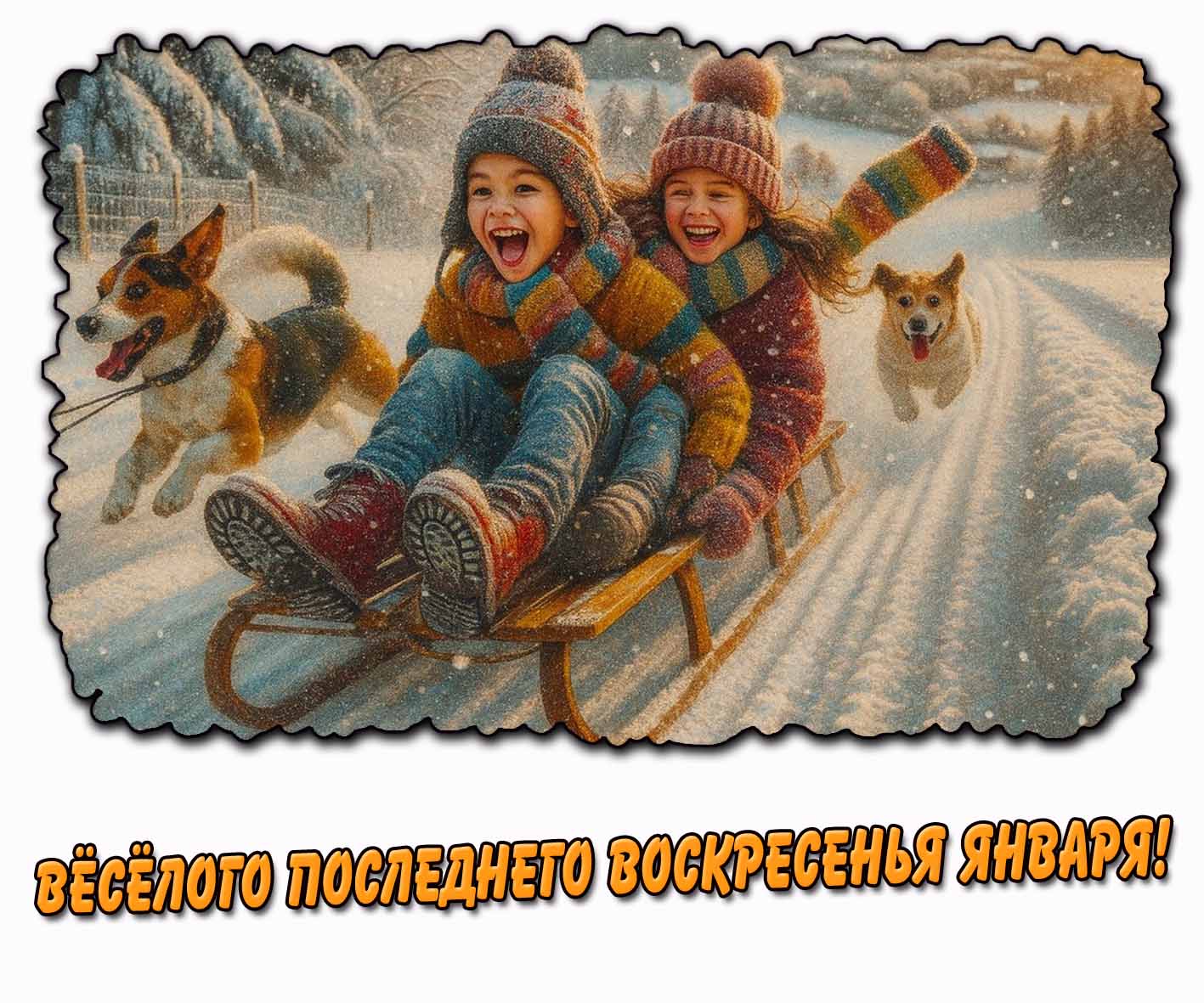 Открытка весёлого последнего воскресенья января