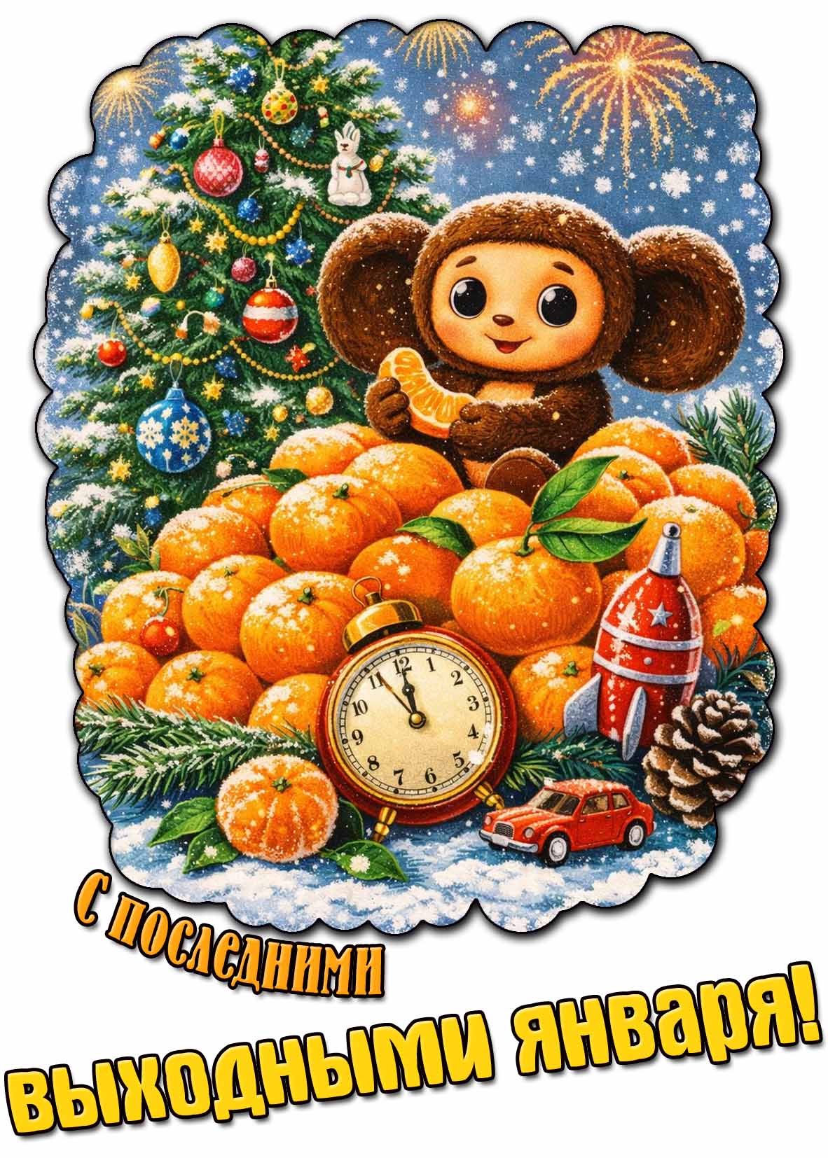Красивая открытка с последними выходными января