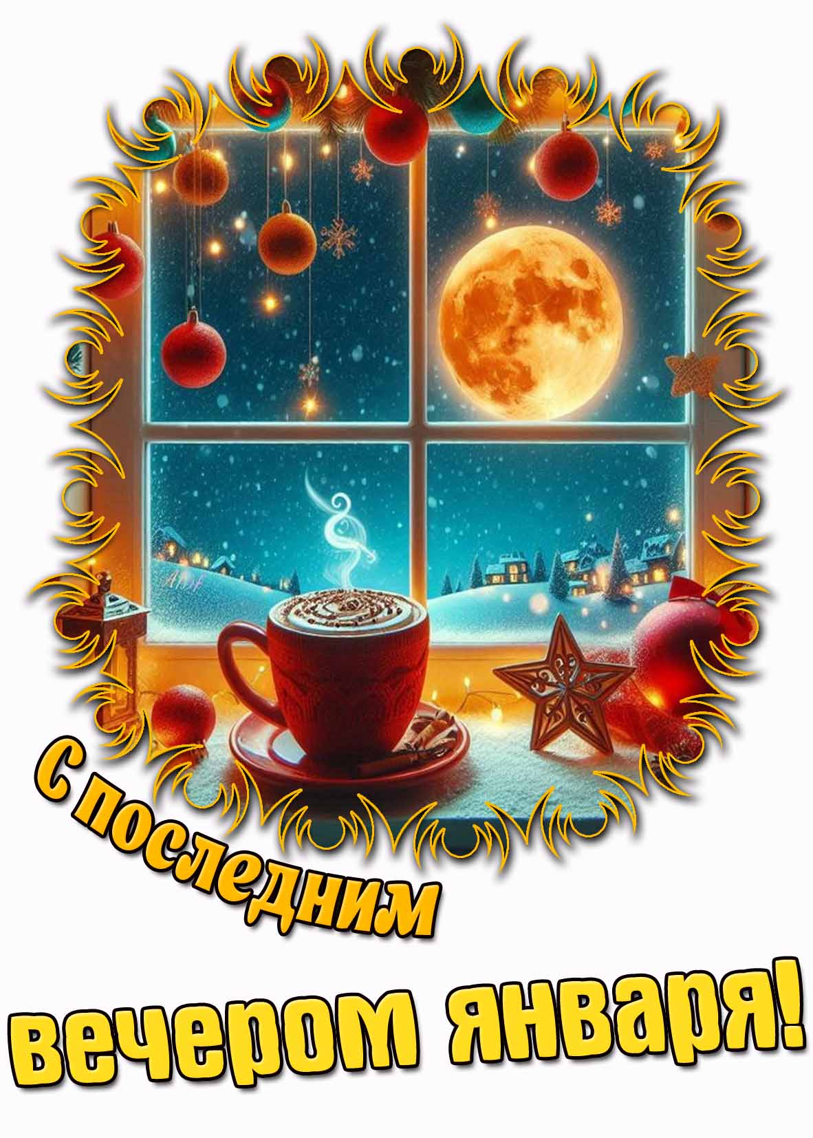 Открытка с последним вечером января