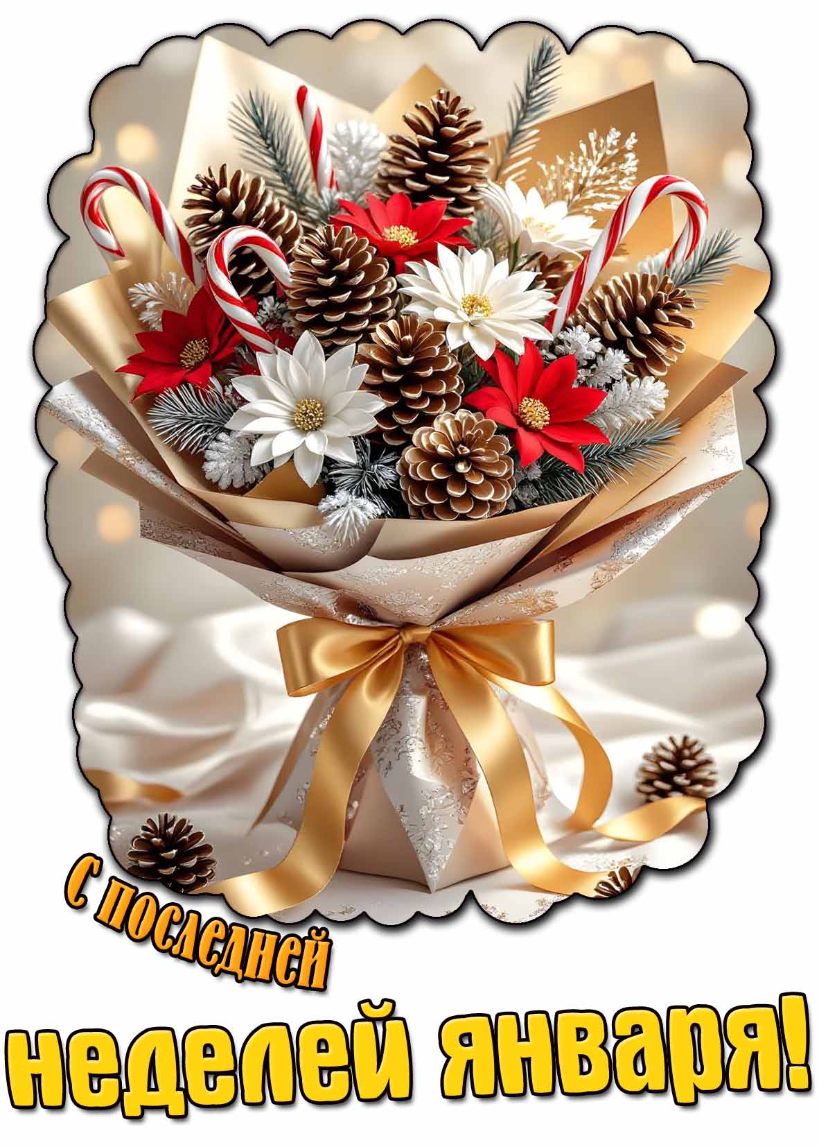 С последней неделей января! - картинка с зимним букетом
