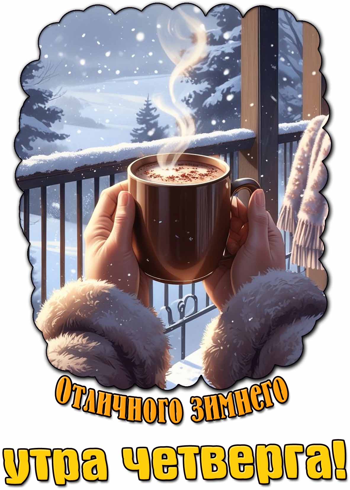 Отличного зимнего утра четверга! - картинка с кофе