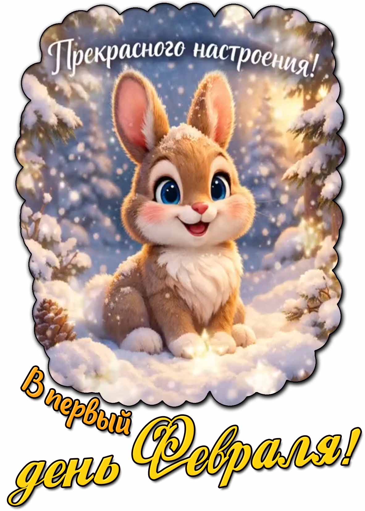 Открытка "Прекрасного настроения в первый день февраля!"