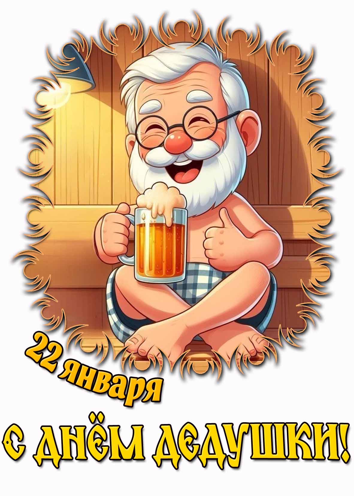 С днём дедушки! - прикольная открытка на 22 января