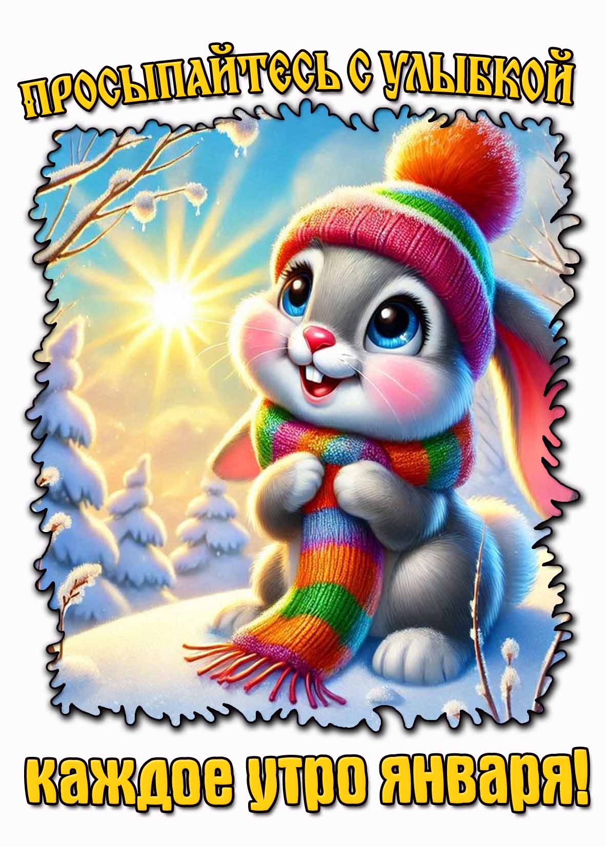 Открытка "Просыпайтесь с улыбкой каждое утро января!"