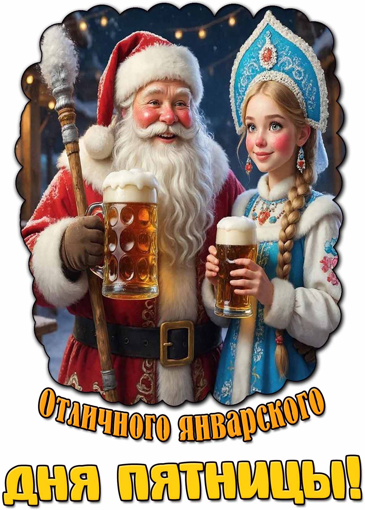 Смешная открытка отличного январского дня пятницы