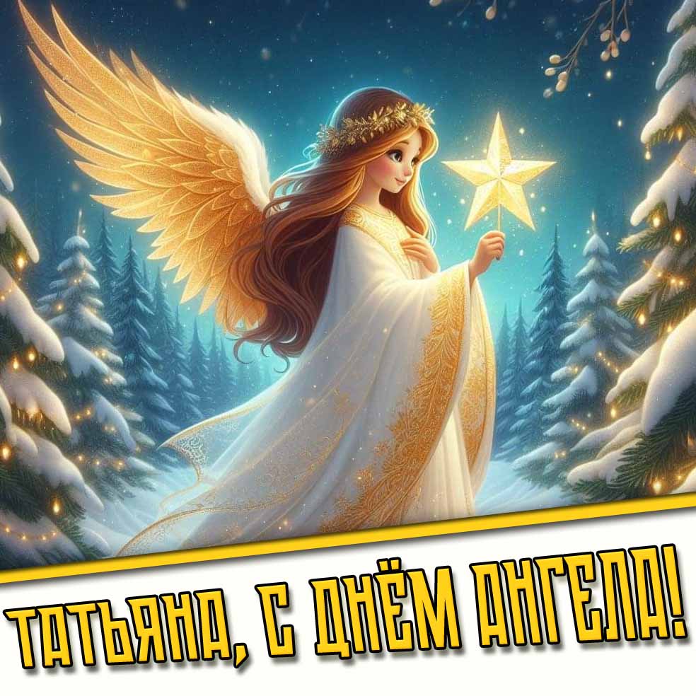 Татьяна, с днём ангела! - зимняя открытка