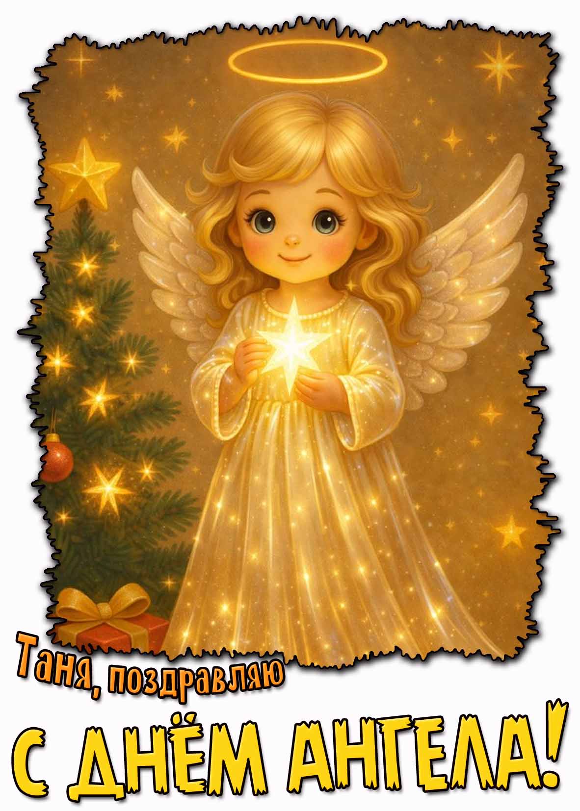 Детская открытка "Таня, поздравляю с днём ангела!"