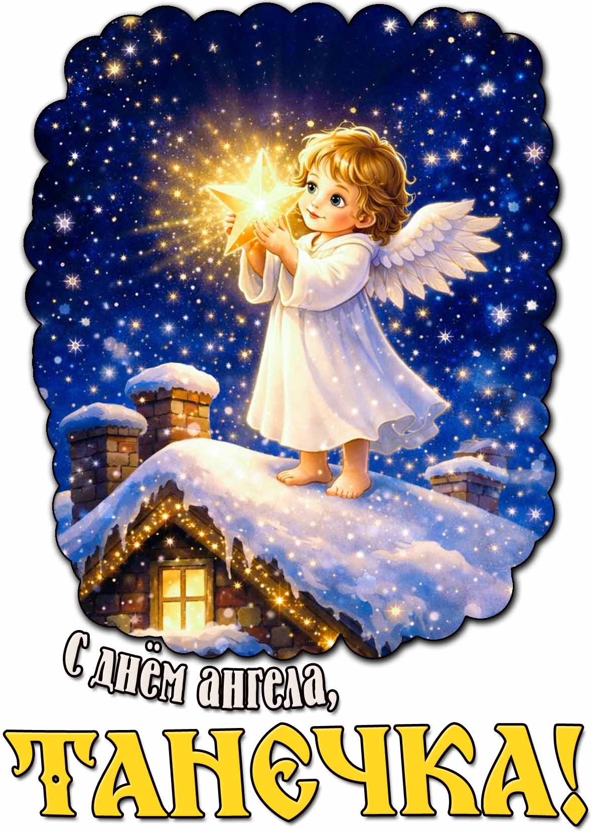 С днём ангела, Танечка! - зимняя картинка для ребёнка