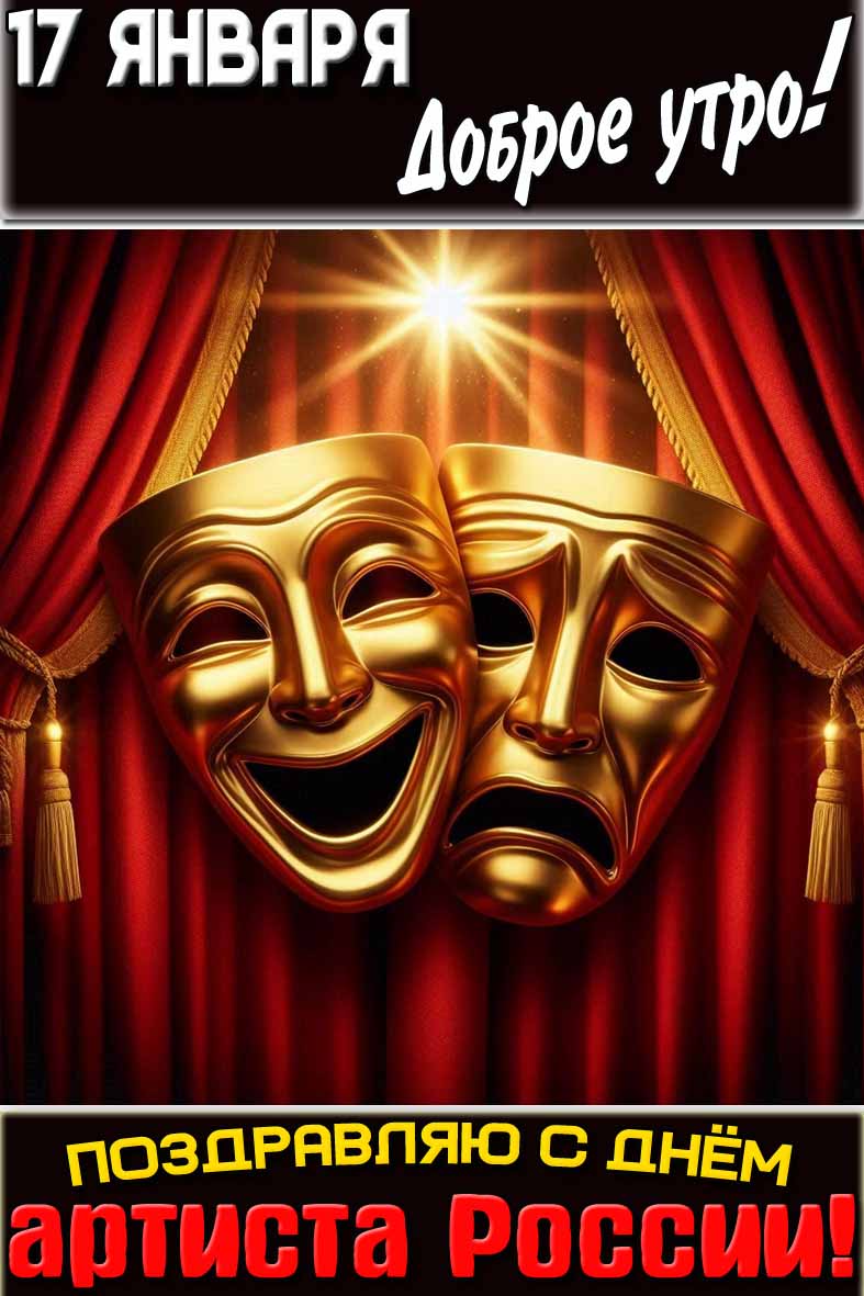 Открытка "17 января доброе утро! Поздравляю с днём артиста России!"