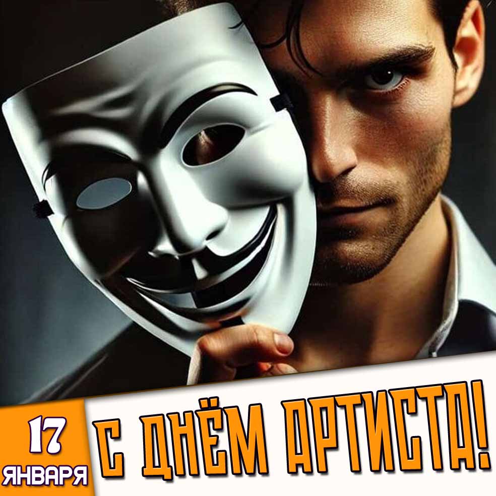Открытка 17 января - с днём артиста!