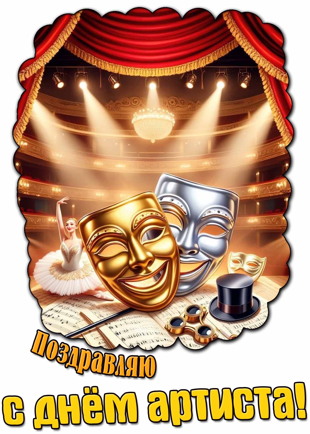 Красивая открытка "Поздравляю с днём артиста!"