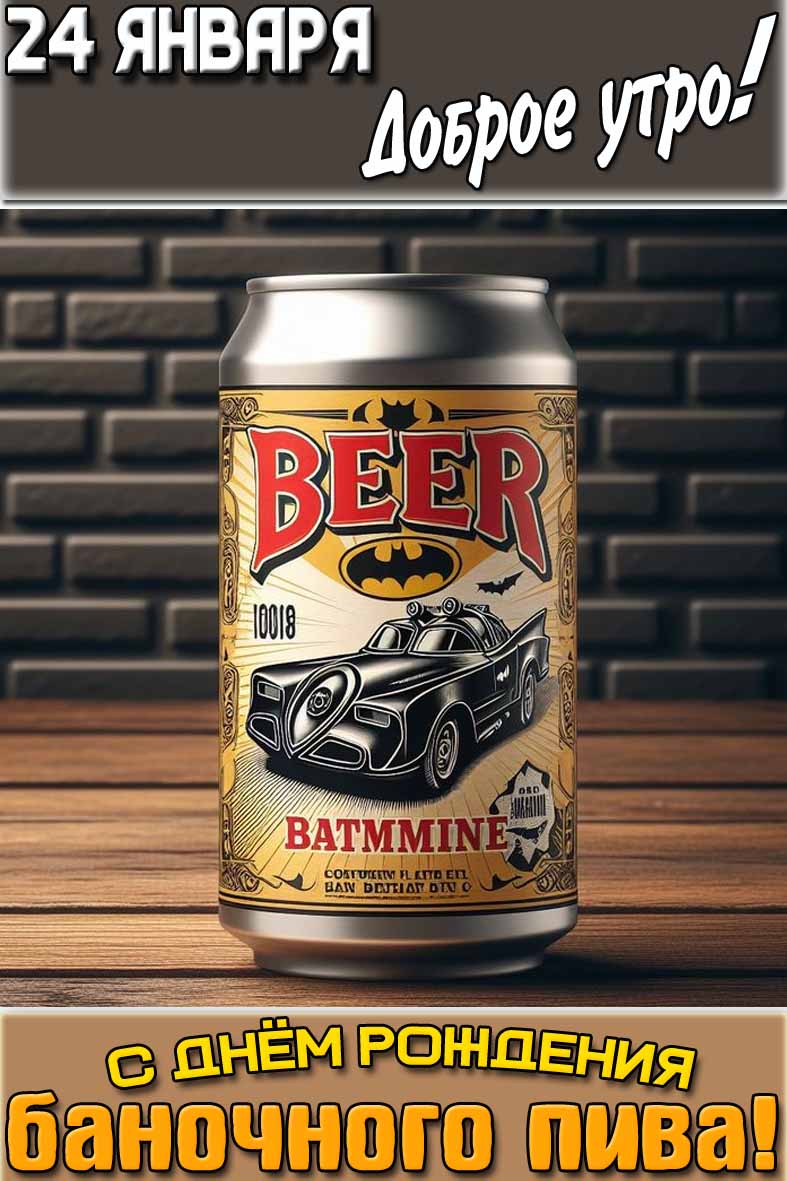 Картинка "24 января доброе утро! С днём рождения баночного пива!"