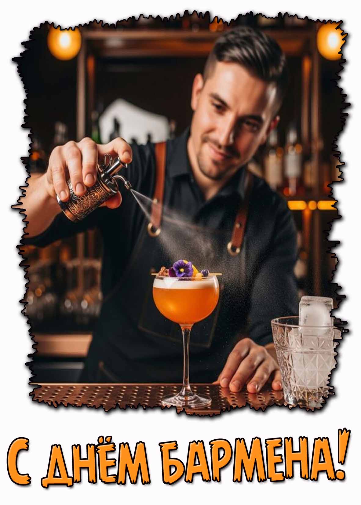 С днём бармена! - открытка для мужчины