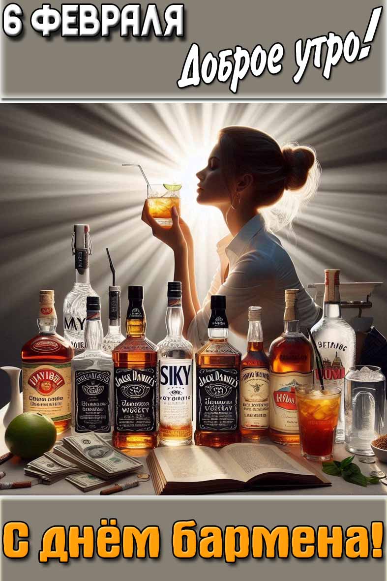 Картинка "6 февраля доброе утро! С днём бармена!"