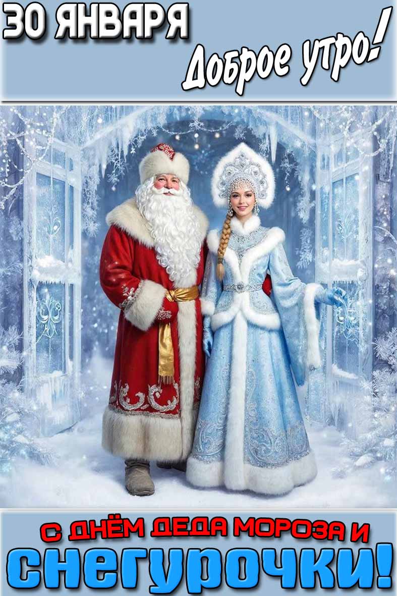 Открытки "30 января доброе утро! С днём Деда Мороза и Снегурочки!"